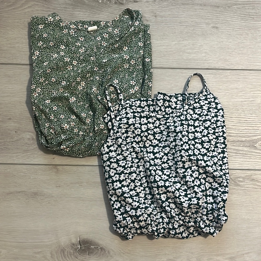 SHEIN Green Floral 2 Romper Set